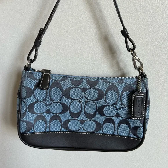 Coach Y2K Hampton Mini Baguette Black and Blue Shoulder Bag